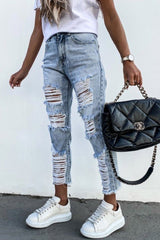 Burrs Denim Ripped Straight-Leg Pants