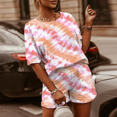 Tie Dye Print Casual Two Piece Sets