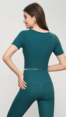 Short Sleeve Buckle Sports Top