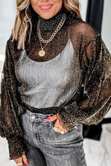 Ruffle Sleeve Sheer Mesh Two Pieces Top