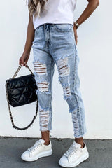 Burrs Denim Ripped Straight-Leg Pants