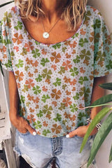 Scoop Neck Floral Print T-Shirt