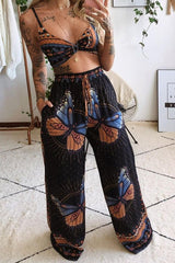 Butterfly Tube Wide Leg Two Piece Sets