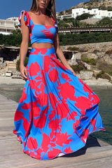 Bohemian Printed Ruffle Two Piece Sets