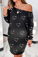 Scoop Neck Heart-Shaped Printed Dress