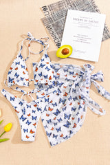 Butterfly Print Three Piece Bikini Sets