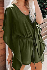 Bat Sleeve V-Neck Chiffon Romper