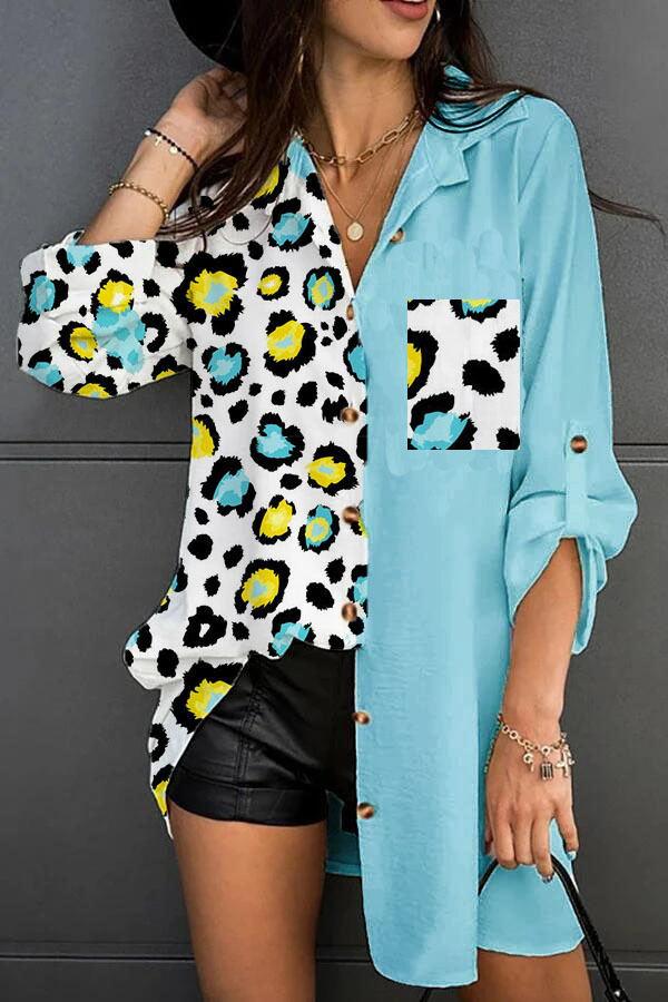 Color Patchwork Casual Blouse