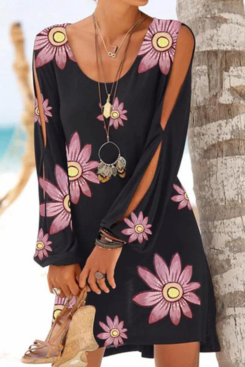 Bohemian Floral Printed Mini Dress