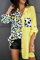 Color Patchwork Casual Blouse