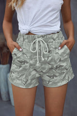 Camouflage Drawstring Waist Casual Shorts