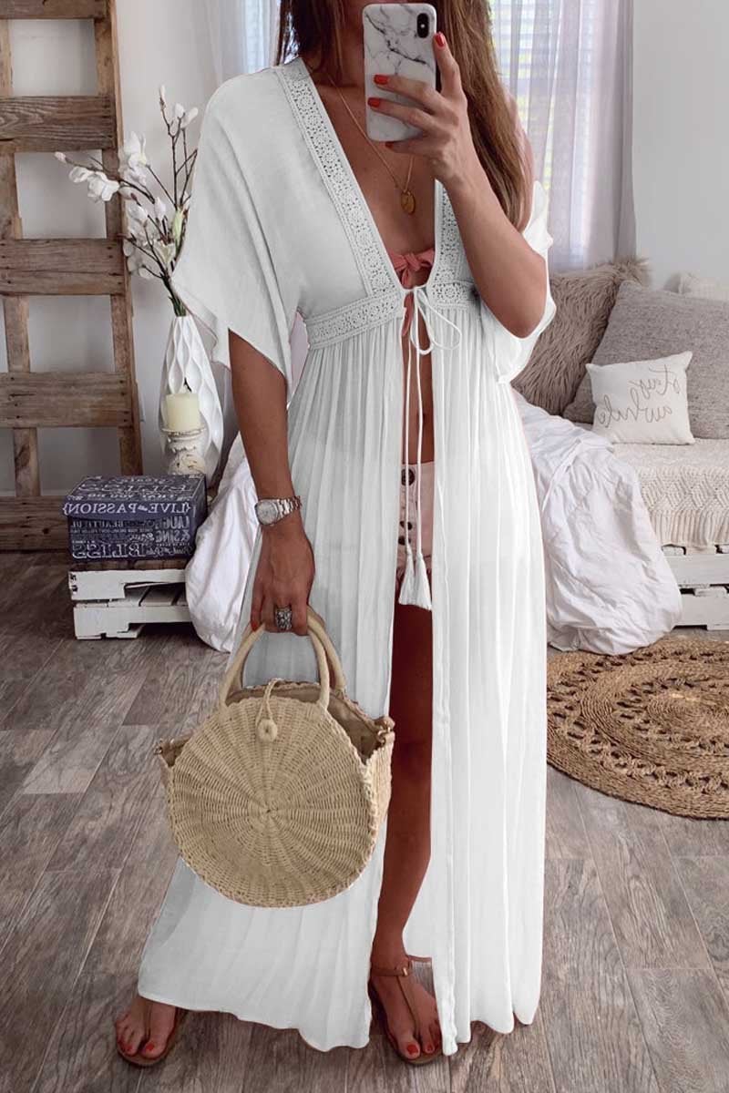 Casual See-Through Cardigan Dress