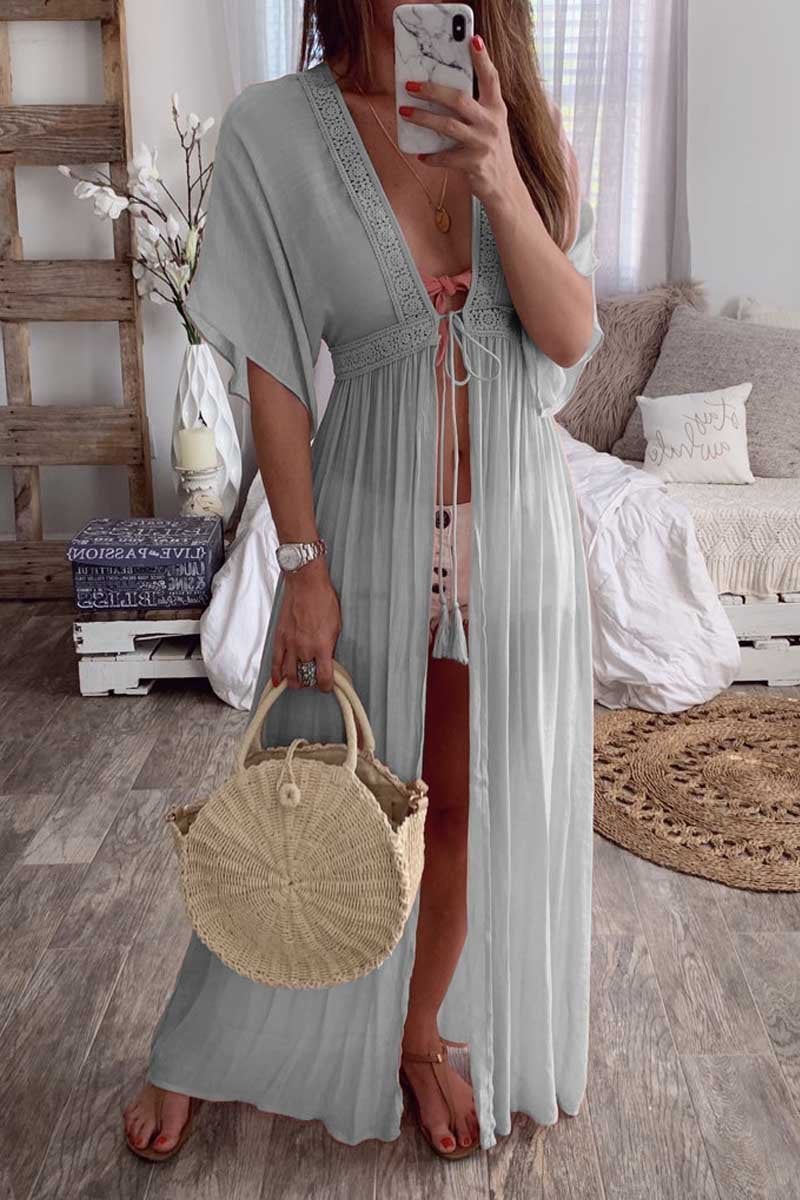 Casual See-Through Cardigan Dress