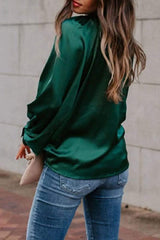 Casual Solid Color Lantern Sleeve Top