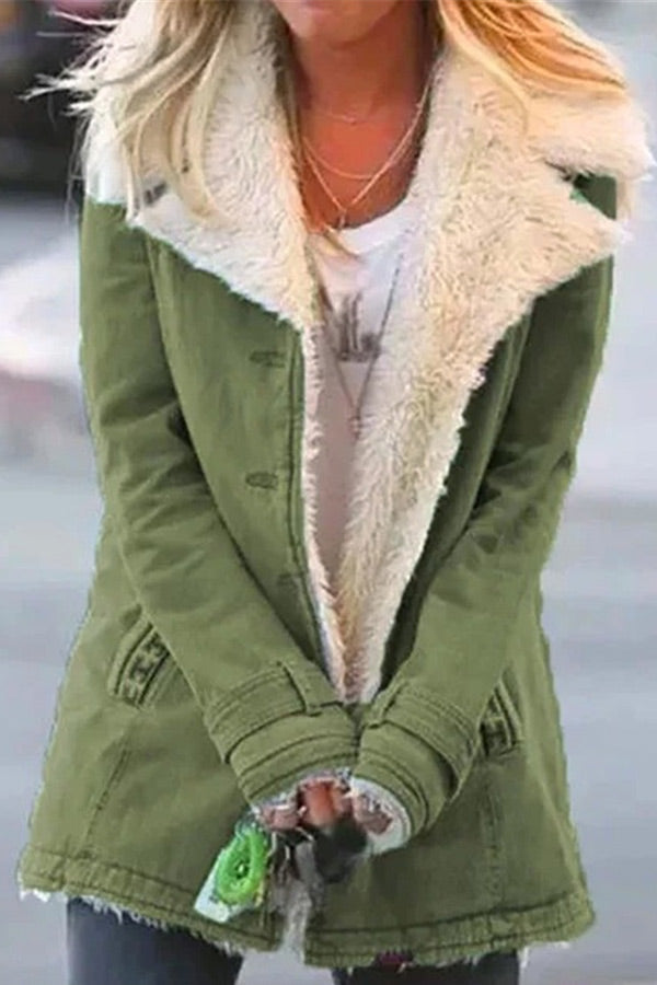 Casual Winter Solid Color Warm Jacket