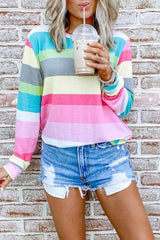 Rainbow Stripe Long Sleeve Top
