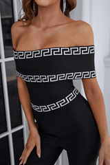 Eloise Black Off Shoulder Bandage Jumpsuit