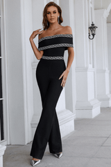 Eloise Black Off Shoulder Bandage Jumpsuit