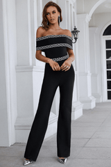 Eloise Black Off Shoulder Bandage Jumpsuit