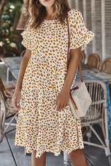 Polka Dot Lotus Sleeve Dress
