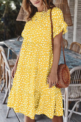 Polka Dot Lotus Sleeve Dress