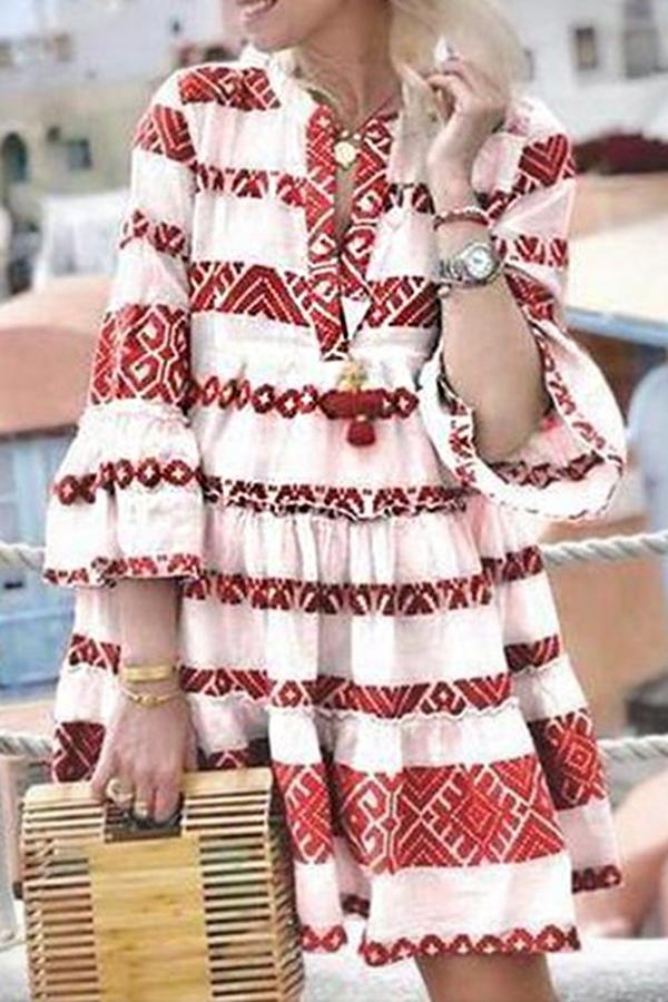 Sweet Geometric Print Baggy Dress