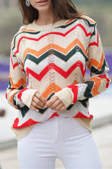 Round Neck Colorful Stripe Sweater