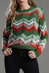 Round Neck Colorful Stripe Sweater