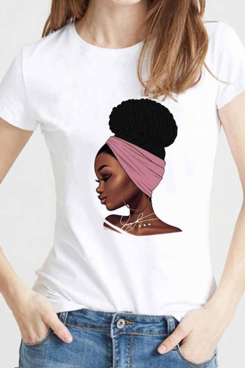 colorful Girl Carton Print T-shirt