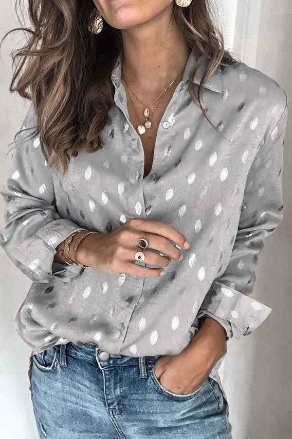 Casual Loose Lapel Print Top