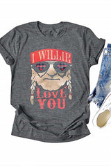 Cartoon Print Grey T-shirt