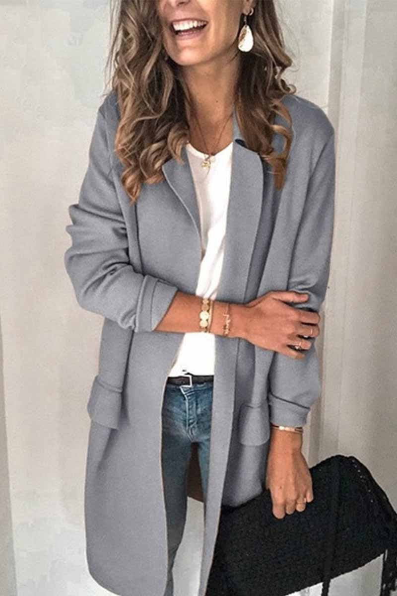 Casual Solid Color Long Sleeve Blazer