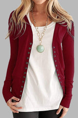 Casual Solid Color Regular Button Cardigan