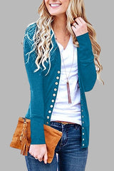 Casual Solid Color Regular Button Cardigan