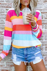 Rainbow Striped Multicolor Thin Tops(5 Colors)