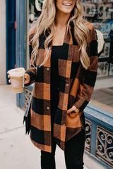 Wide Plaid Jacket Long Coat