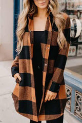 Wide Plaid Jacket Long Coat