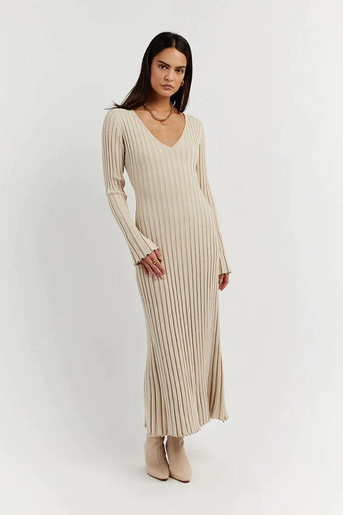 Sleeved Knit Midi Dress