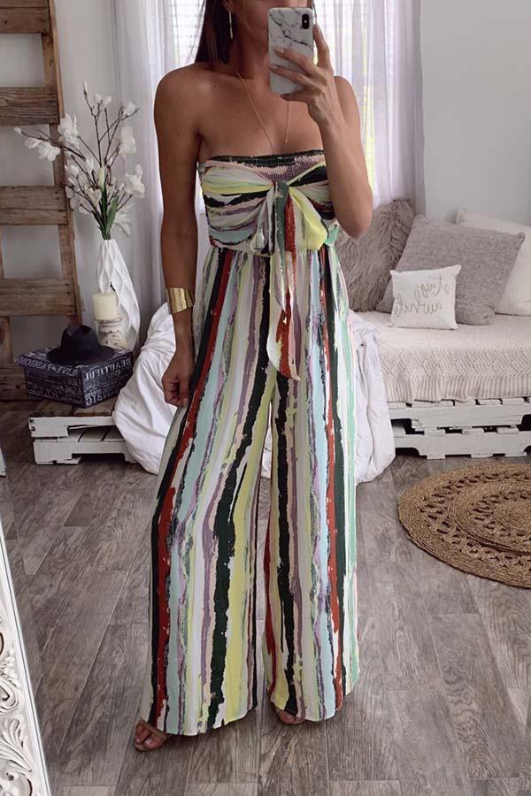 Tie Dye Wide Leg Tube Jumpsuit