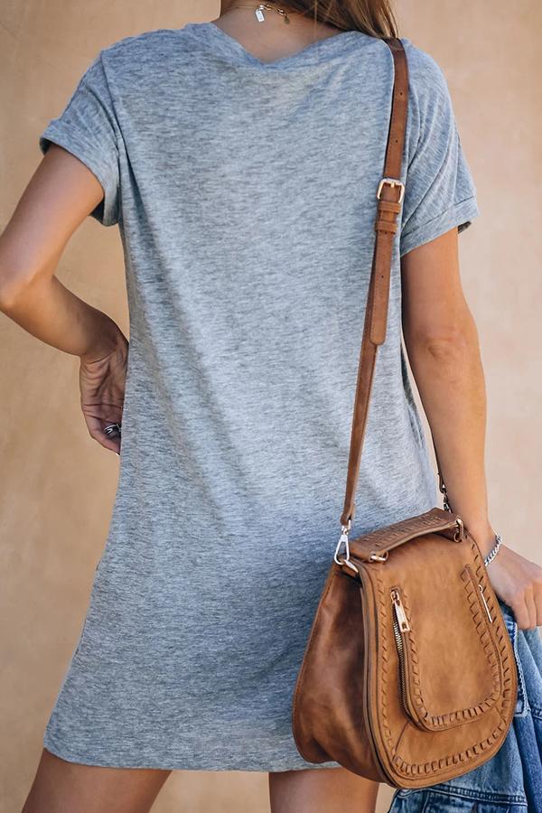 Casual Deep V-neck Mini Dress