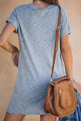 Casual Deep V-neck T-shirt Dress