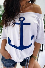 Printed Off Shoulder T-shirt
