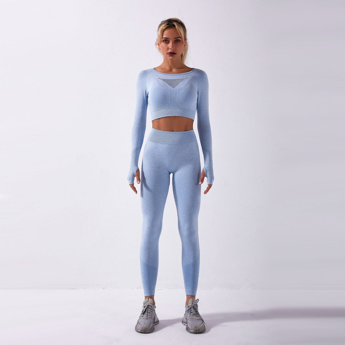 Seamless Gym Yoga Set Long Sleeve & Leggings for Women