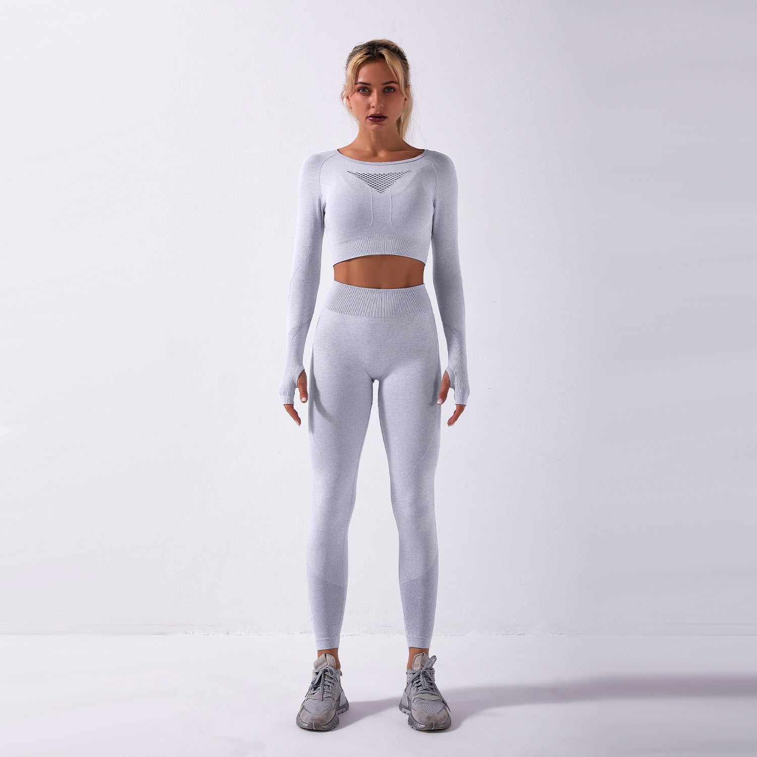 Seamless Gym Yoga Set Long Sleeve & Leggings for Women