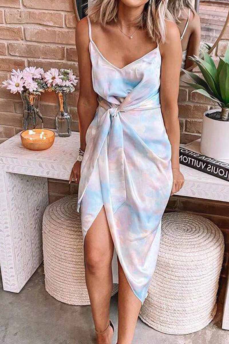 Tie-dye Bandage Midi dresses