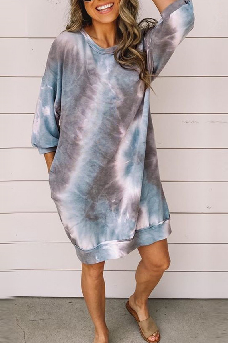 Tie Dye Print Pocket Dress