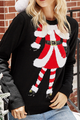 Christmas Embroidery Round Neck Sweater