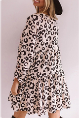 Ruffle Hem V-Neck Leopard Mini Dress