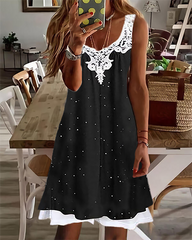 Sexy Crew Neck Loose Lace Print Dress