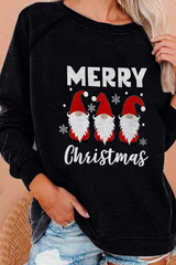 Cartoon Print Christmas Round Neck Sweatshirt